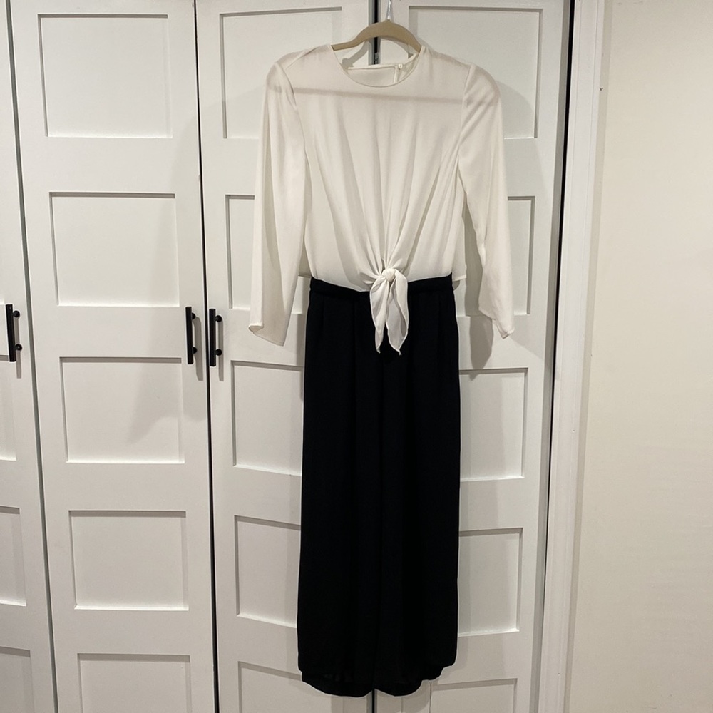 Zara Black & White Open Back Jumpsuit